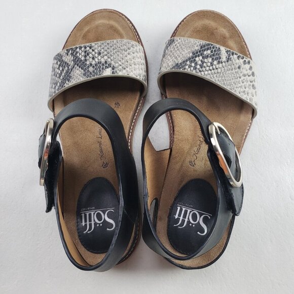 Sofft Bali Strappy Leather Sandal Womens 7 Black Slingback Hook Loop Buckle - Picture 7 of 10